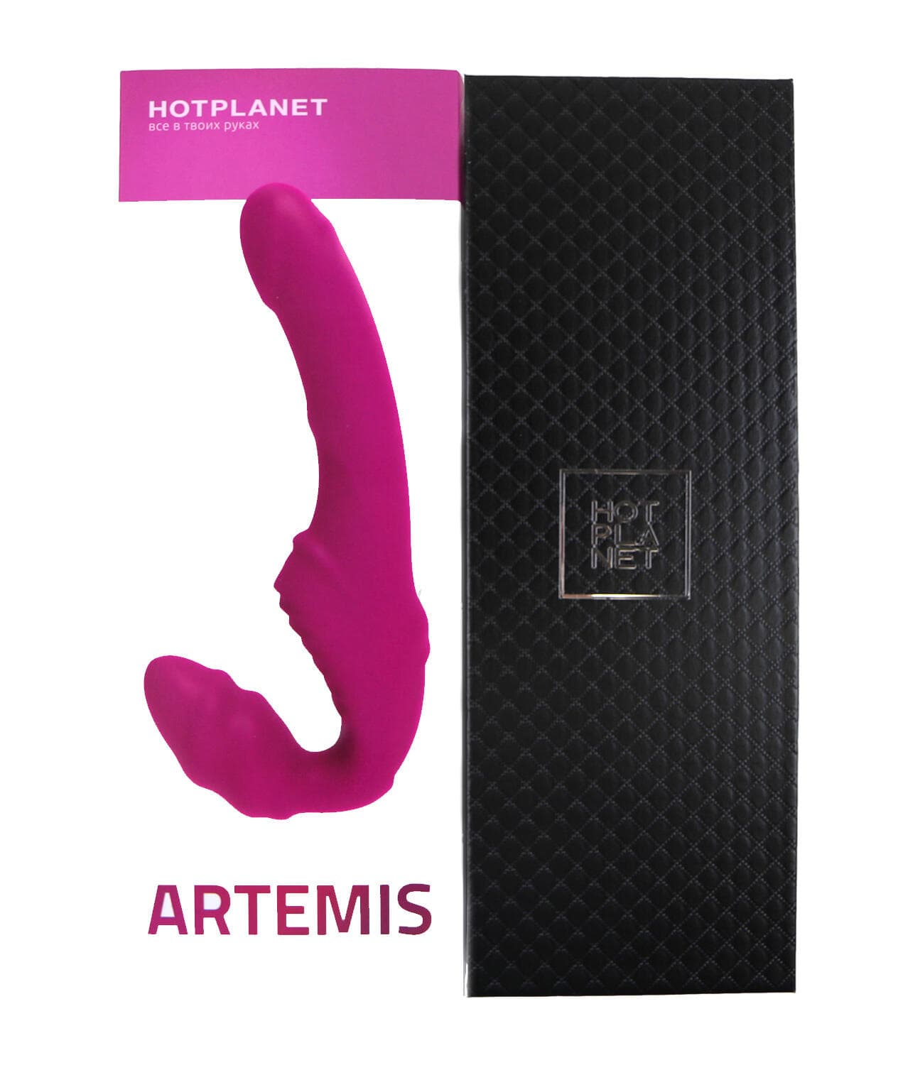 Безремневой вибрострапон с пультом ДУ Hot Planet Artemis, розовый SHD-S078-2 - HOT Planet - Безремневые/Двойные страпоны - Купить