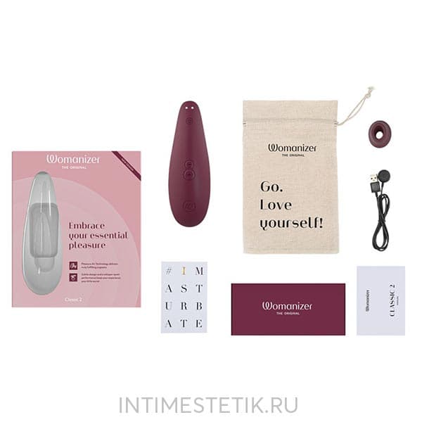 Womanizer Classic 2 - бесконтактный вакуумный стимулятор - Винный Womanizer Classic 2 - бесконтактный вакуумный стимулятор - Винный