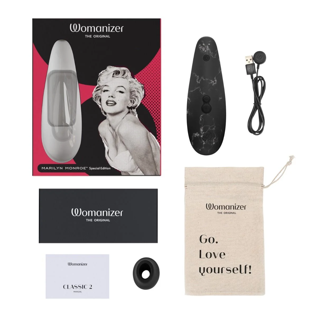 Womanizer Classic 2 х Marilyn Monroe - лимитированная серия - Черный мрамор Womanizer Classic 2 х Marilyn Monroe - лимитированная серия - Черный мрамор