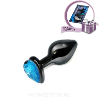 Анальная пробка большая с кристаллом в виде сердечка