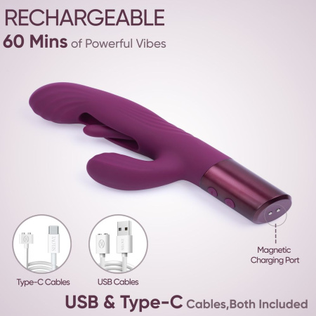 Selove Fluttery - женский вибратор-кролик с постукивающим язычком - Фиолетовый