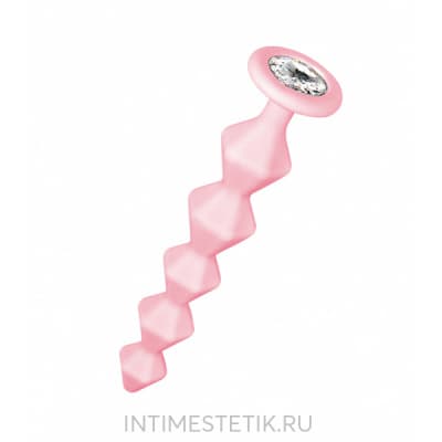 EMOTIONS - анальная цепочка с кристаллом - Размер S (розовый)