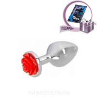 Анальная пробка с розой (стальная)