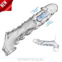 Насадка Dragon Root Set Crystal увеличивающая для пениса с вибрацией