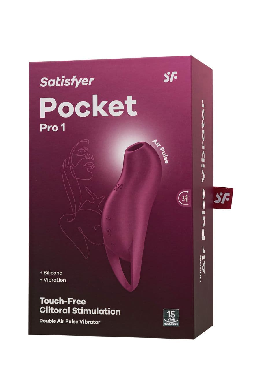 Вакуумно-волновой стимулятор Pocket Pro 1 Satisfyer с вибрацией - Винный