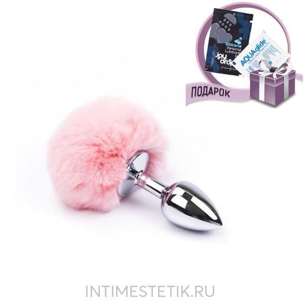 Металлическая пробка с хвостиком Пикантные штучки - Серебряная с персиковым хвостиком Металлическая пробка с хвостиком Пикантные штучки - Серебряная с персиковым хвостиком