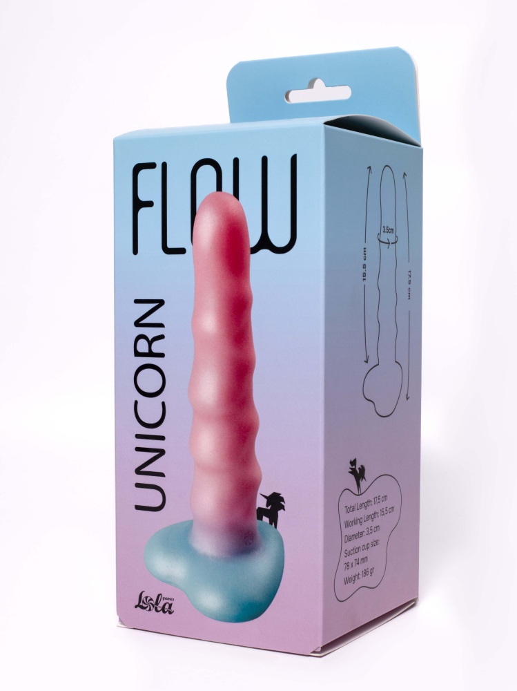 FLOW UNICORN - рельефный дилдо с блестками - Розовый-голубой (L) FLOW UNICORN - рельефный дилдо с блестками - Розовый-голубой (L)