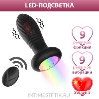Фрикционная анальная пробка Secwell с LED-подсветкой и пультом ДУ Фрикционная анальная пробка Secwell с LED-подсветкой и пультом ДУ
