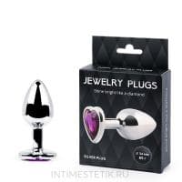Анальная пробка ANAL JEWELRY PLUGS с кристаллом в виде сердечка Анальная пробка ANAL JEWELRY PLUGS с кристаллом в виде сердечка
