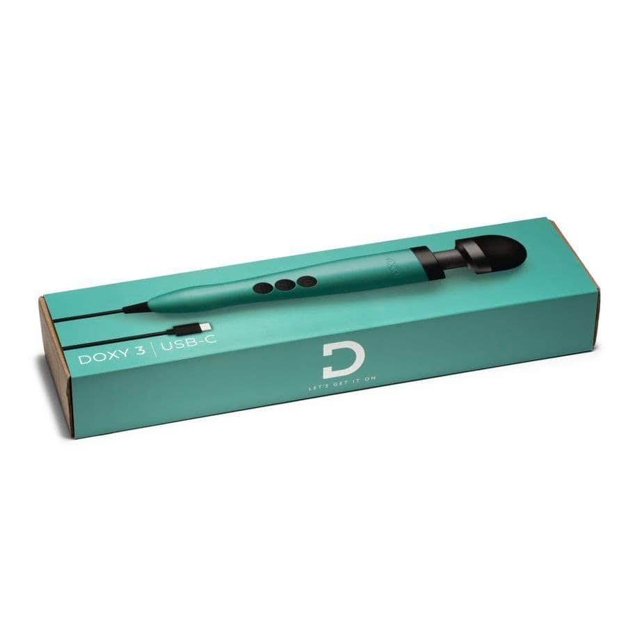 Doxy 3 c кабелем Type-C - компактный массажер-ванд - Морская волна Doxy 3 c кабелем Type-C - компактный массажер-ванд - Морская волна