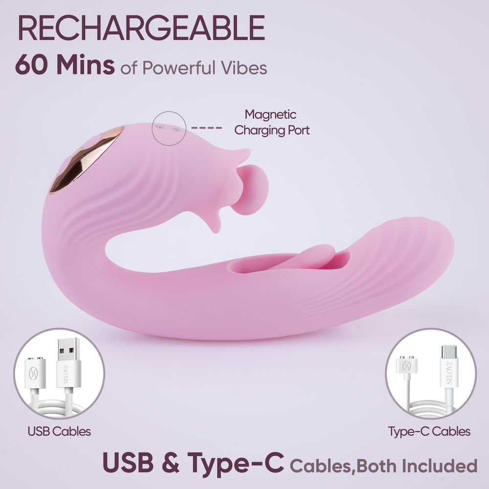 Selove BellFlower - стимулятор 2 в 1 (массаж клитора и точки G) - Розовый