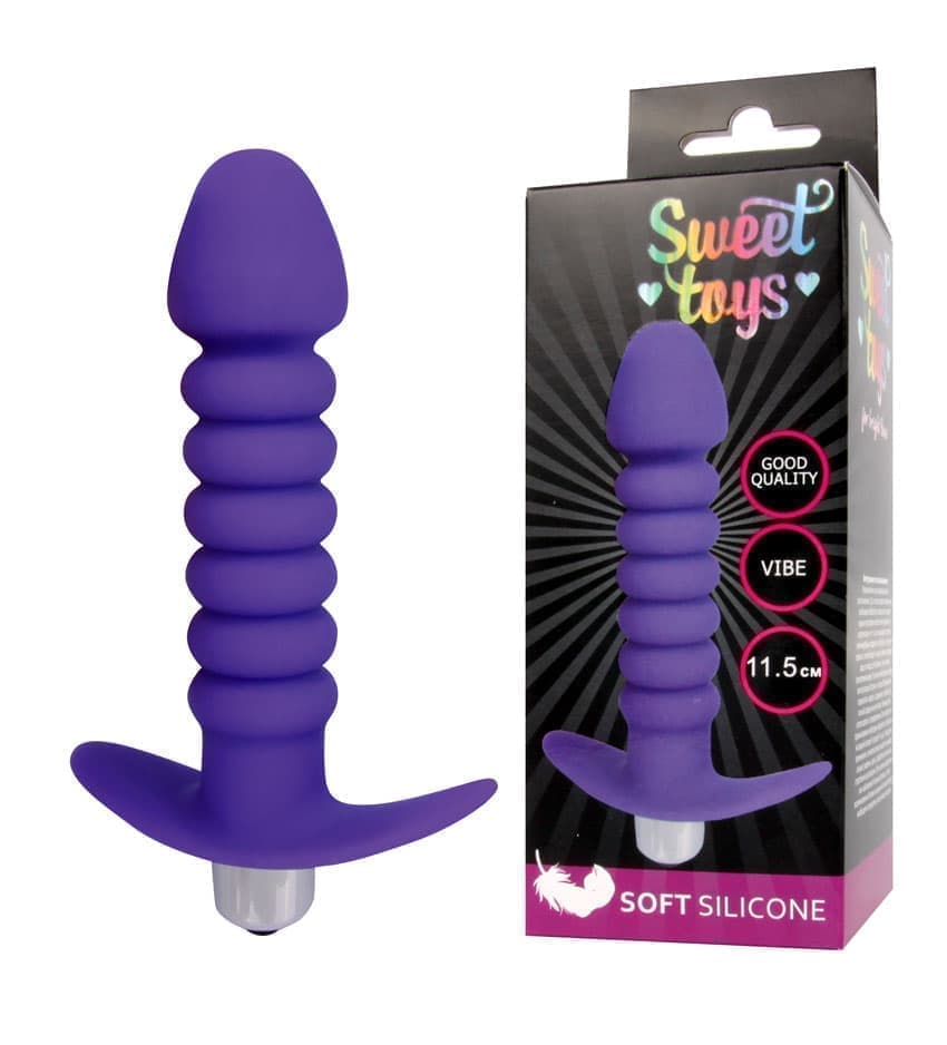 Анальная втулка SWEET TOYS с вибрацией для подготовки к анальному сексу - Фиолетовый Анальная втулка SWEET TOYS с вибрацией для подготовки к анальному сексу - Фиолетовый