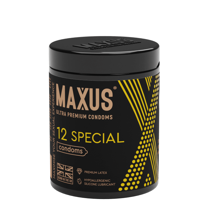 Презервативы точечно-ребристые MAXUS Special + железный кейс - 12 шт. Презервативы точечно-ребристые MAXUS Special + железный кейс - 12 шт.