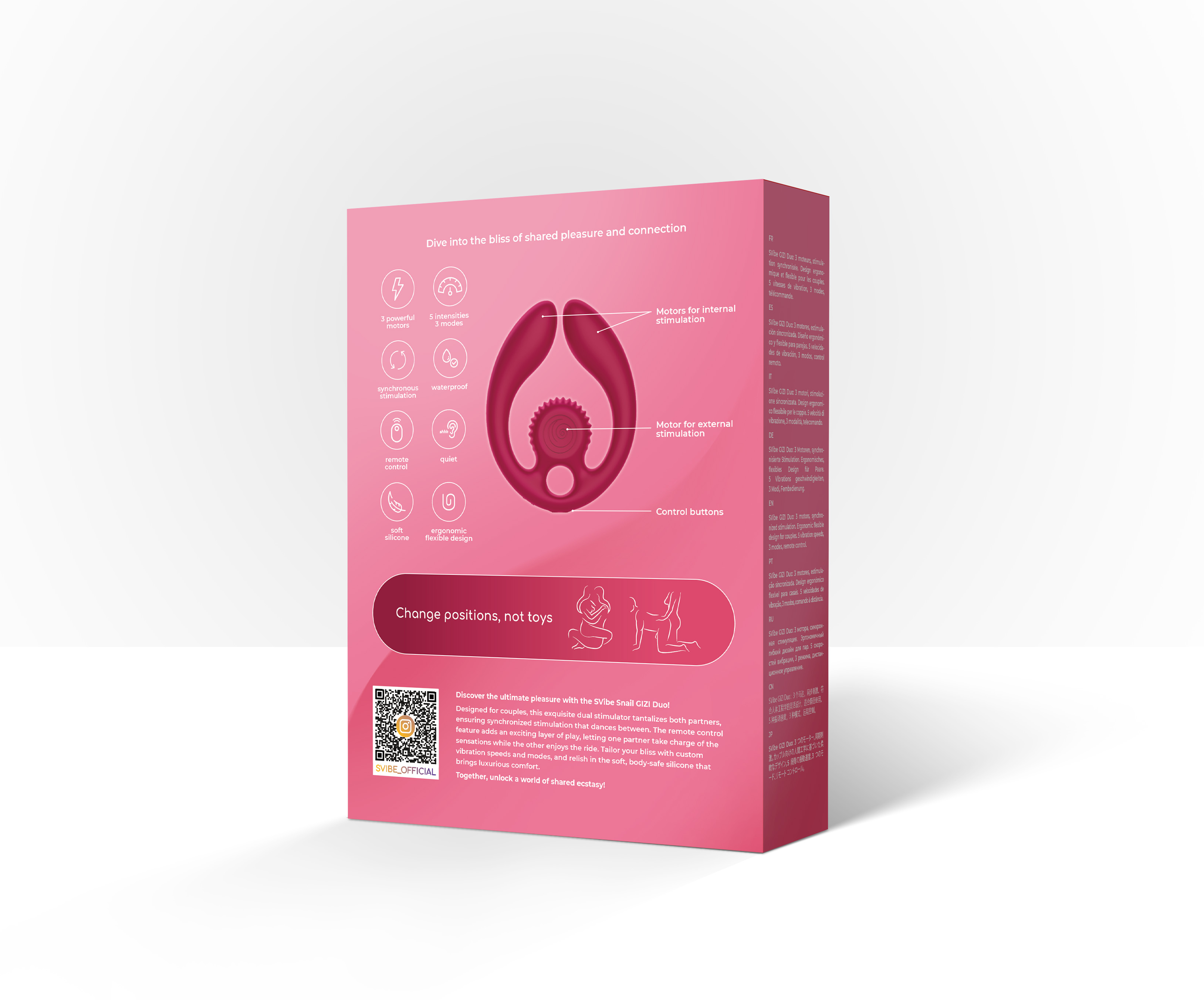 SVibe Snail GIZI Duo - парный вибромассажер с тремя моторами - Винный