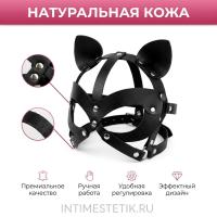CRAZY HANDMADE БДСМ маска-шлем с ушками из кожи