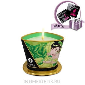 Массажное арома-масло Exotic Green Tea Shunga в виде свечи, 170 мл Массажное арома-масло Exotic Green Tea Shunga в виде свечи, 170 мл