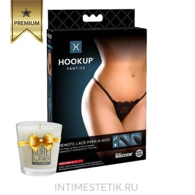 Hookup Panties Lace Peek-a-Boo - Размер S-L (Черный) Hookup Panties Lace Peek-a-Boo - Размер S-L (Черный)