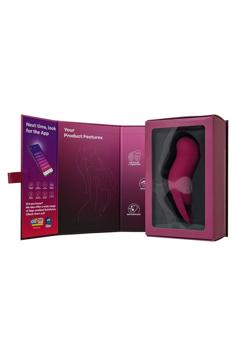 Вакуумно-волновой стимулятор Pocket Pro 1 Satisfyer с вибрацией - Винный