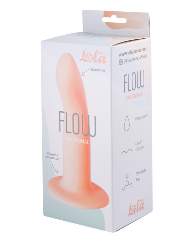 FLOW EMOTIONAL - гибкий дилдо на присоске для начинающих - Телесный FLOW EMOTIONAL - гибкий дилдо на присоске для начинающих - Телесный