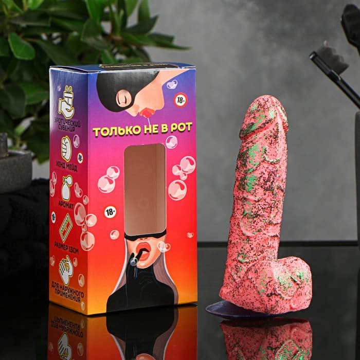 Мыло 18+ в виде пениса на присоске с блестками (цвет в ассортименте) - Розовый