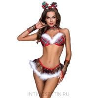 Эротический комплект Christmas Girl 2 (лиф, трусики-юбка, ободок, манжеты, чокер) Эротический комплект Christmas Girl 2 (лиф, трусики-юбка, ободок, манжеты, чокер)