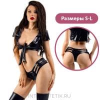 Комплект GLOSSY GIA из материала WETLOOK (топ и трусики) Комплект GLOSSY GIA из материала WETLOOK (топ и трусики)