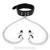 Ошейник с зажимами на соски NOTABU BDSM Ошейник с зажимами на соски NOTABU BDSM