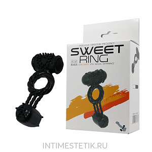 Эрекционное виброкольцо с виброподвеской Baile Sweet Ring