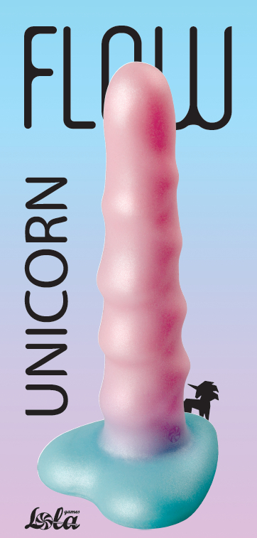 FLOW UNICORN - рельефный дилдо с блестками - Розовый-голубой (L) FLOW UNICORN - рельефный дилдо с блестками - Розовый-голубой (L)
