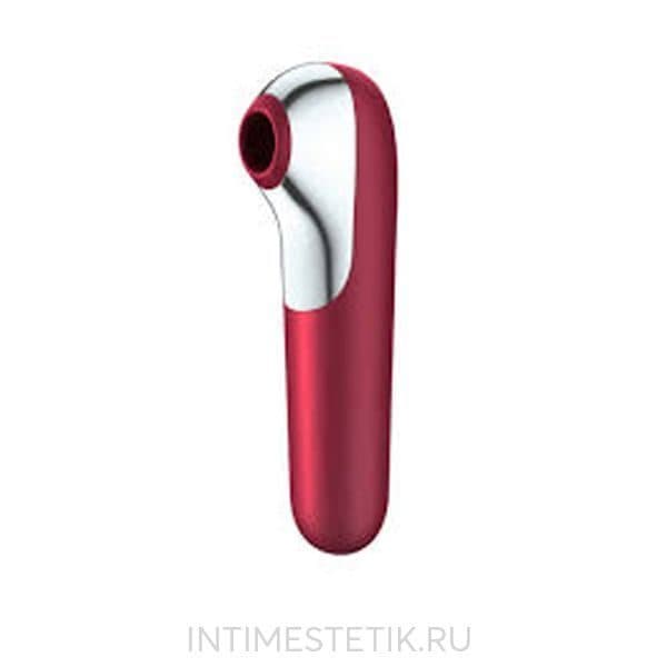 Вакуумный стимулятор Dual Love Satisfyer с вибрацией красный Вакуумный стимулятор Dual Love Satisfyer с вибрацией красный