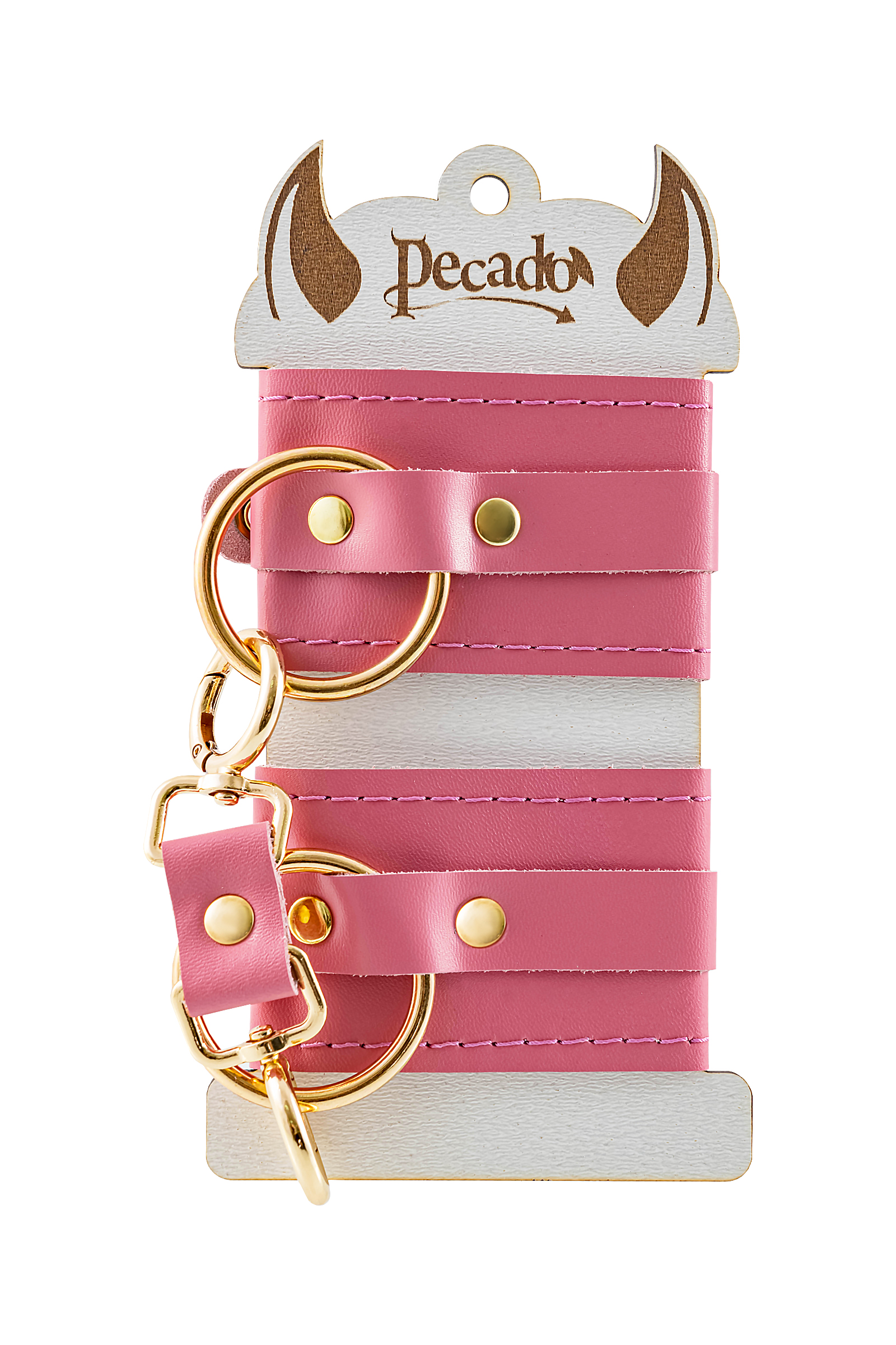 Наручники Pecado BDSM прямоугольные (натуральная кожа) - розовый