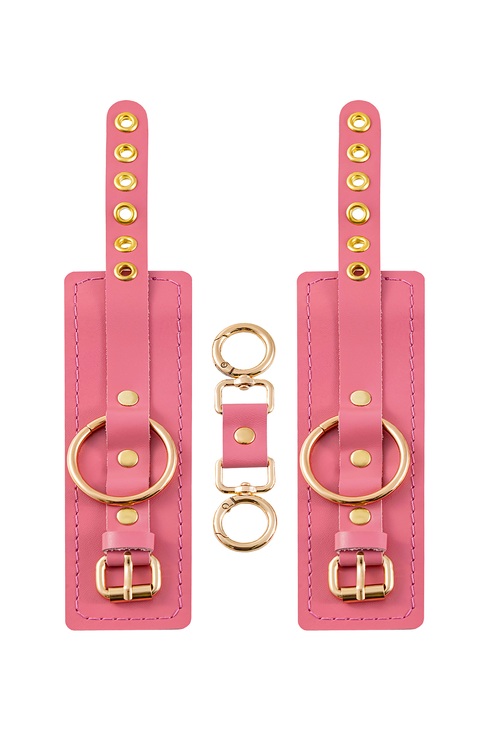 Наручники Pecado BDSM прямоугольные (натуральная кожа) - розовый