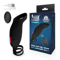 Sex Expert Premium поддерживающая сбруя на пенис с вибрацией и пультом ДУ