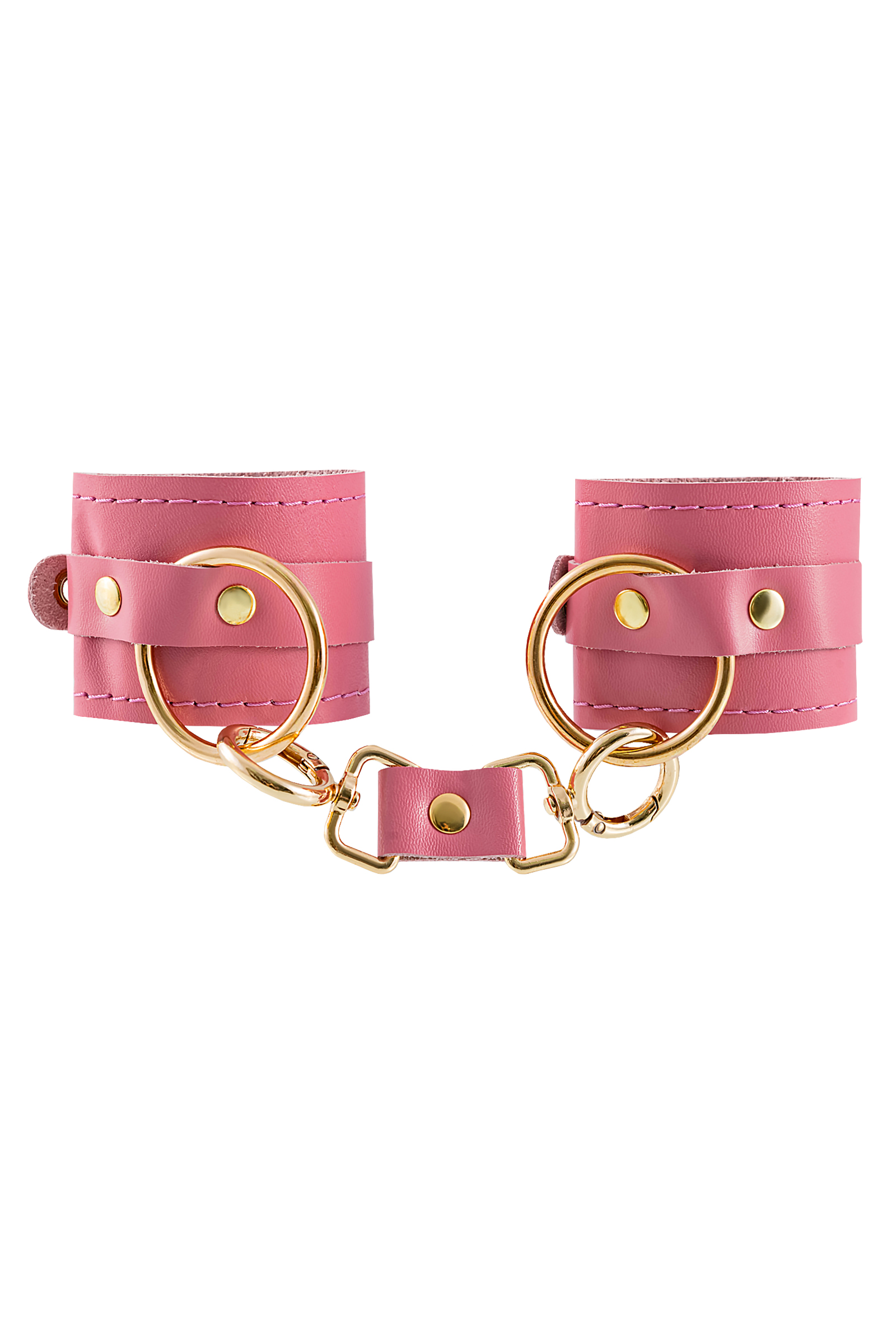 Наручники Pecado BDSM прямоугольные (натуральная кожа) - розовый