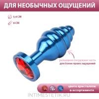 Рельефная анальная пробка ANAL JEWELRY PLUGS MEDIUM (Синяя) Рельефная анальная пробка ANAL JEWELRY PLUGS MEDIUM (Синяя)