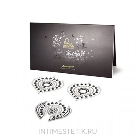 Пэстисы (украшение на грудь и тело) Bijoux Indiscrets FLAMBOYANT BLACK AND GREY