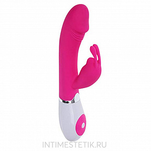 Розовый вибратор Pretty Love Gene с клиторальным стимулятором