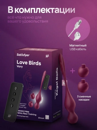 Satisfyer Love Birds Vary - вагинальные виброшарики со сменными насадками, пультом и приложением