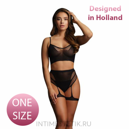 Эротический комплект Le Desir Bliss (бра + трусики с гартерами)