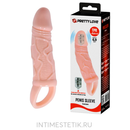 Насадка-удлинитель на пенис PrettyLove Penis sleeve 6,9 с вибрацией