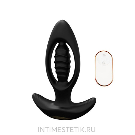 Анальный плаг с вибрацией, пультом ДУ и расширением Sex Expert Premium (M)