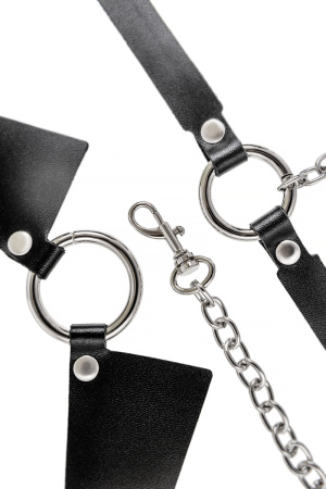 3 в 1: портупея-чокер-ошейник PECADO BDSM с поводком и карабином в виде кольца 3 в 1: портупея-чокер-ошейник PECADO BDSM с поводком и карабином в виде кольца