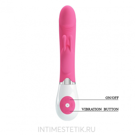Розовый вибратор Pretty Love Gene с клиторальным стимулятором