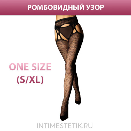 Чулки с поясом SENSE LE FRIVOLE с ромбовидным узором (One Size) Чулки с поясом SENSE LE FRIVOLE с ромбовидным узором (One Size)