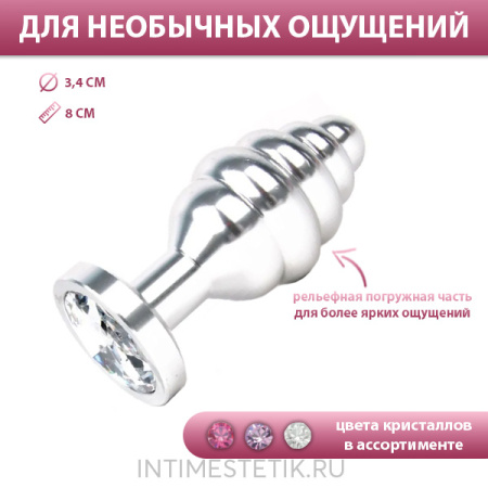 Рельефная анальная пробка ANAL JEWELRY PLUGS MEDIUM (Серебряная)
