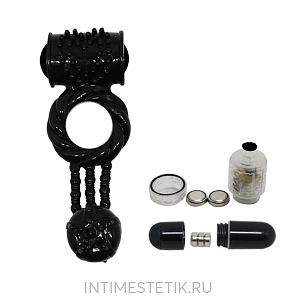 Эрекционное виброкольцо с виброподвеской Baile Sweet Ring