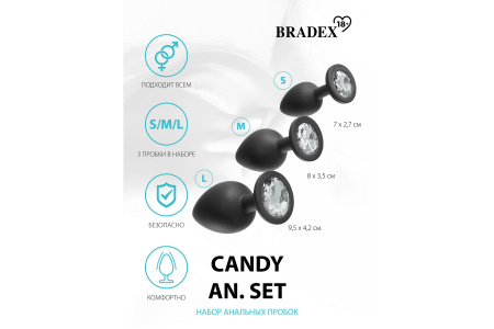 Набор анальных пробок Candy Anal Set (3 размера)