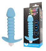 Анальная втулка SWEET TOYS с вибрацией для подготовки к анальному сексу - Голубой