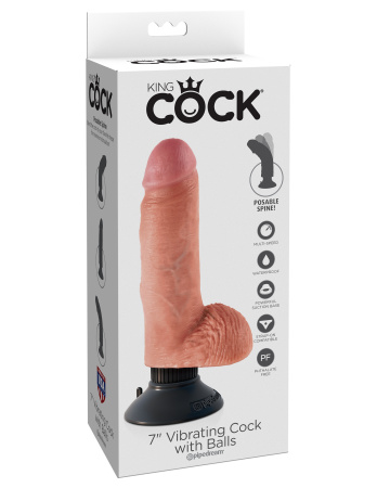 Гибкий вибратор-реалистик King Cock 7 Vibrating Cock with Balls