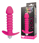 Анальная втулка SWEET TOYS с вибрацией для подготовки к анальному сексу - Розовый